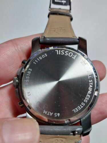 Fossil Watch - Grant Blue Chrono - Gunmetal Dial - Leather Gray - FS5183 - Picture 6 of 8