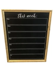 Vtg 7 Day Calendar Week Chalkboard Schedules Messages Memos 16" x 20" Wood Frame