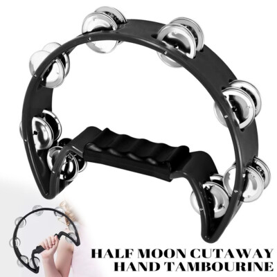 Hochwertiges einzelnes Halbmond Tamburin Instrument 16 Jingles Griff Spiel