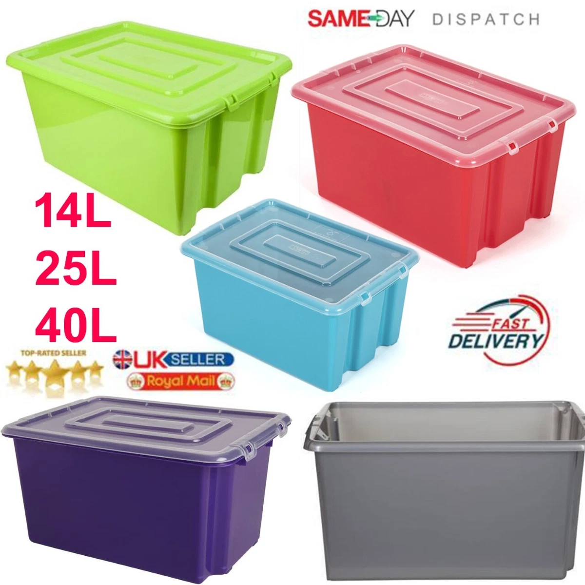 25L Silver Plastic Storage Box