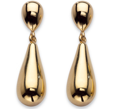 14K YELLOW GOLD NANO DIAMOND RESIN FILLED TEARDROP EARRINGS