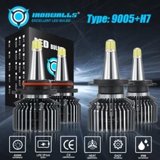 8-sides 9005 H7 LED Headlight Kits High Low Beam Bulbs Super White Bright 6500K