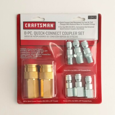#ad Craftsman 16413 AC7060 8 pc 3 8 Quick Connect Coupler Air Fitting Kit $10.00