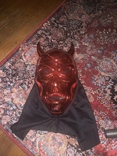 Hooded Metallic Red Devil Skull Mask - Adult - Halloween - 