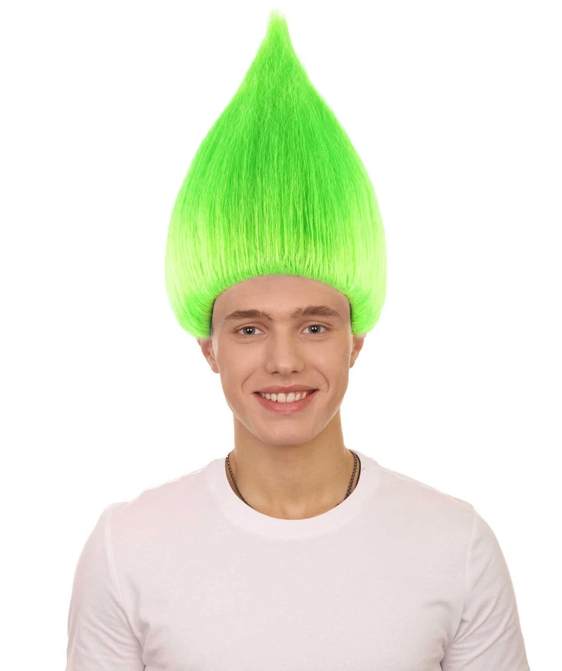 Peluca recta verde neón Juegos con disfraces Fiesta de Halloween Trolls Peluca de pie EE. UU. HM-076 Foto 2 de 4