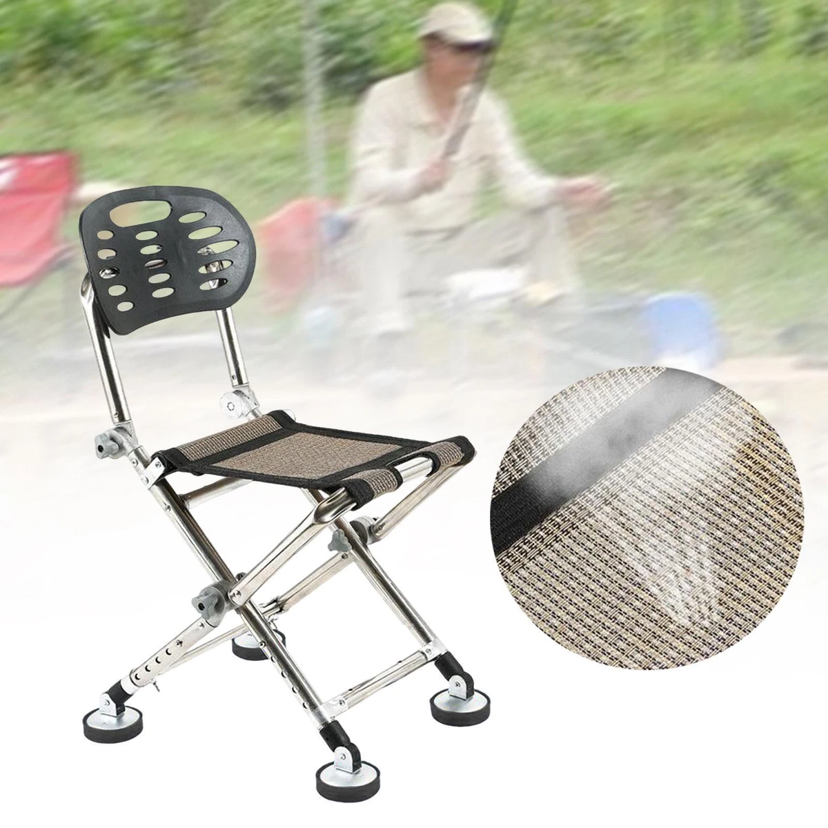 Folding Fishing Chair Portable Fishing Stool With Retractable Feet