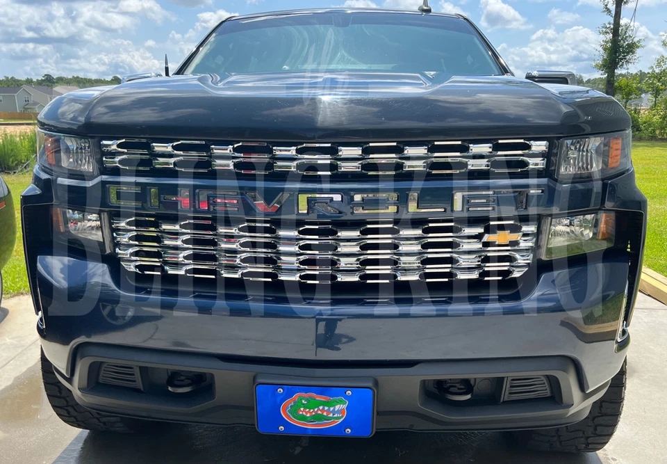 Chevy Silverado 1500 2019-2022 parrilla cromada inserción rejilla superposición moldura WT Foto 4 de 4