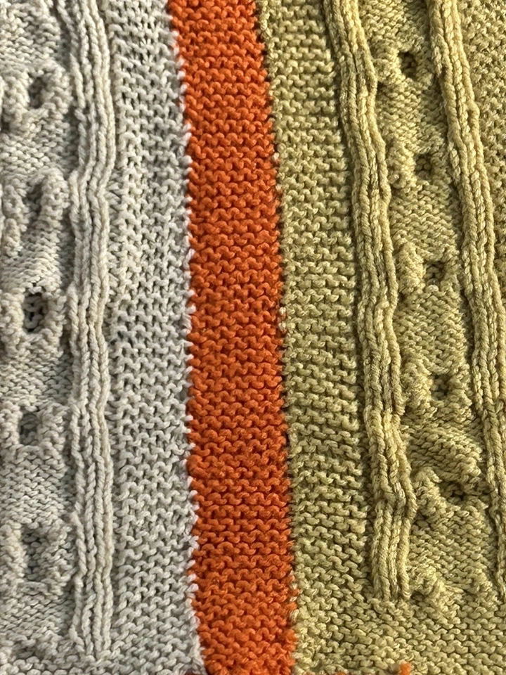 Manta afgana vintage hecha a mano ganchillo naranja amarillo 51" X 80" Foto 4 de 4