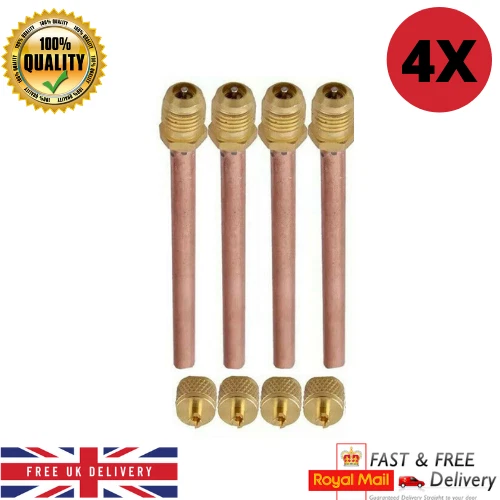 BAMEN 4X SCHRAEDER ACCESS VALVE 1/4" REFRIGERATION PIPE COPPER FRIDGE TUBING NEW