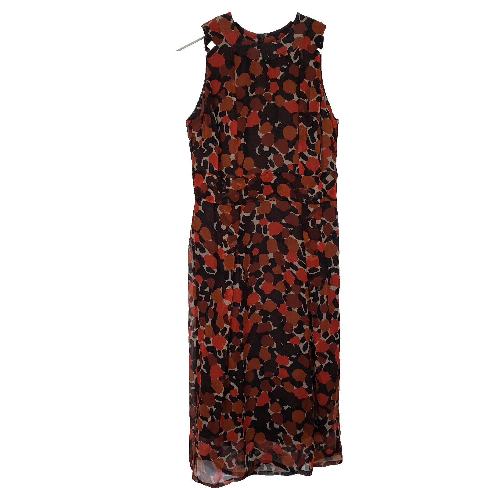 Abito Burberry donna 4 marrone arancione 100% seta senza maniche lunghezza ginocchio linea A