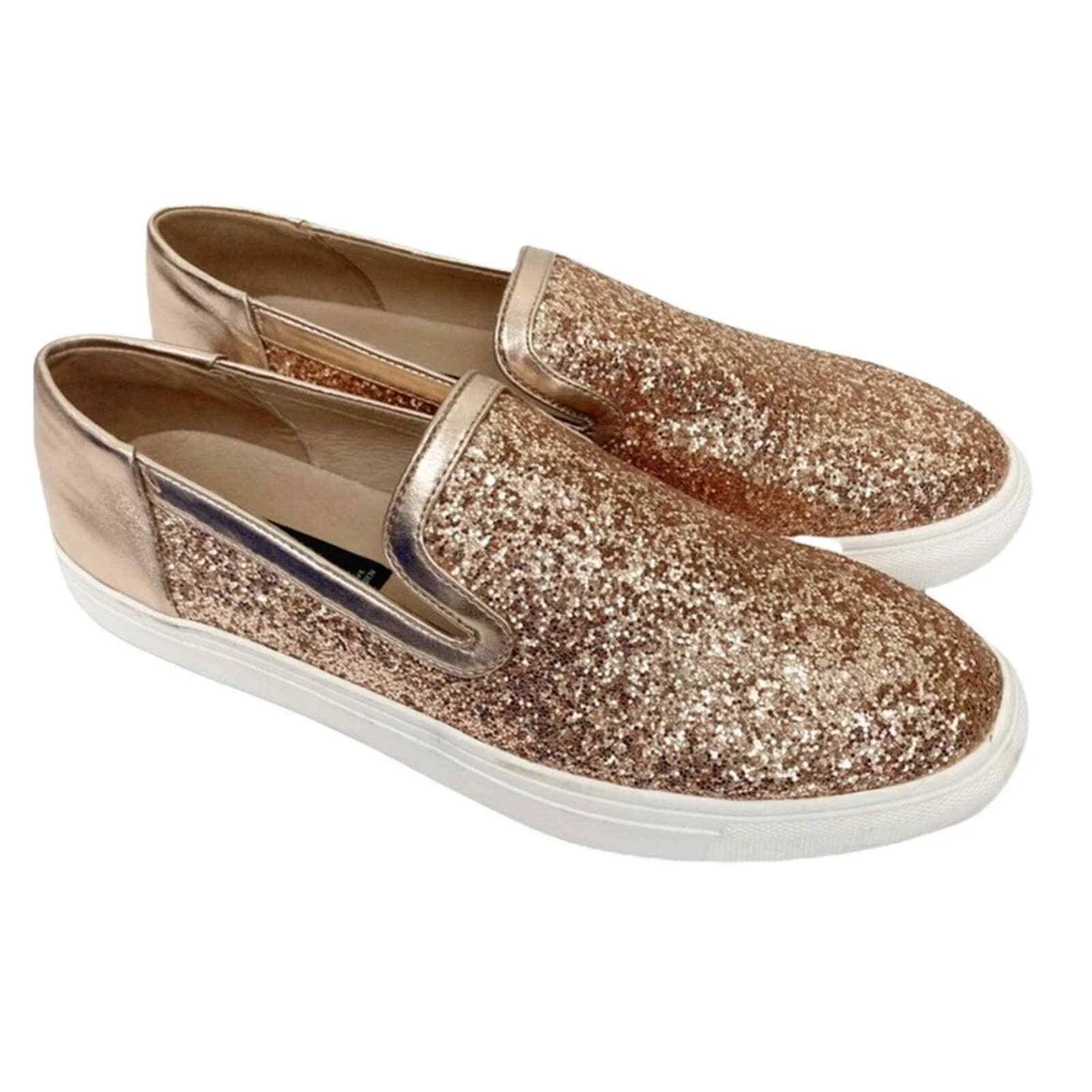 Steve Madden Kenner pink glitter slip on shoes Sz 8.5