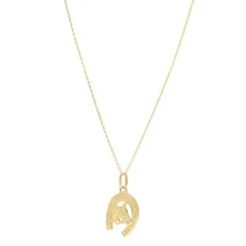 14k Yellow Gold Horse & Horseshoe Charm Pendant with 18" Cable Chain  3.5 Grams