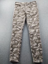 Pilcro And The Letterpress Anthropologie Women's Velvet Pants Sz 26 Camo Skinny