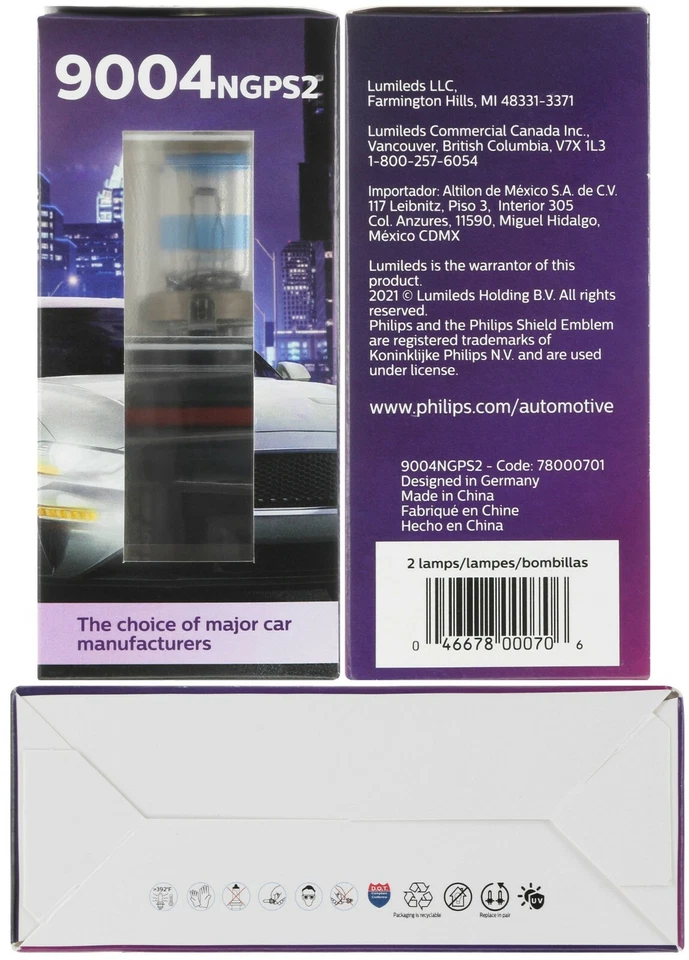 Philips Night Guide Platinum 9004 65/45W Two Bulbs Headlight Replacement Lamp OE - Image 4 of 4