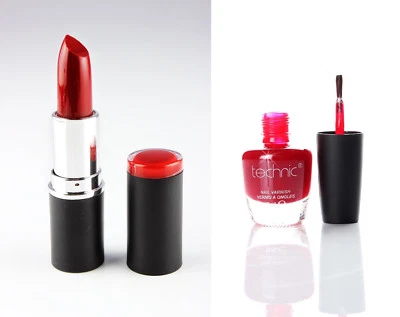 Lippenstift + Nagellack 2er Set Rot Technic Makeup Lipstick Vitamin E Tango NEU