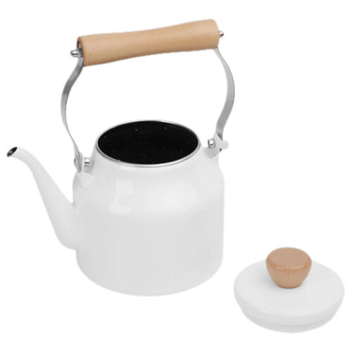 Stovetop Whistling Tea Kettle 2.5L Enamel with Wood Handle - Afbeelding 1 van 12