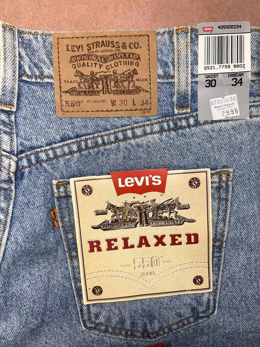 S*U様 W34 L30 90s Levis DEADSTOCK 550-415 Vintage 1990's Levis 550 Jeans, Mens Relaxed Fit, Deadstock Adult