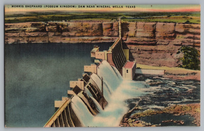 Morris Shephard Dam Near Mineral Wells Texas Postcard