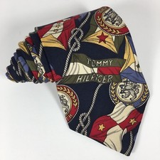 Tommy Hilfiger Mens Tie Spell Out Flags Print 100 Silk