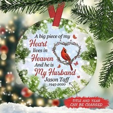 Cardinals Christmas Ornaments, Cardinal Husband Personalized Memorial Ornamen...