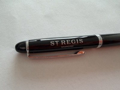 ST REGIS Shanghai China Hotel Ball Pen Black. Slightly Used. Rare. Collectible.