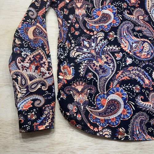 Consequence Shirt Mens Medium Black Dragon Paisley Long Sleeve Button Up Stretch - Picture 18 of 22