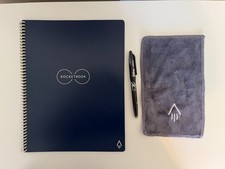 Rocketbook Core Reusable Smart Notebook Pen and Microfiber Cloth Letter Sz Navy