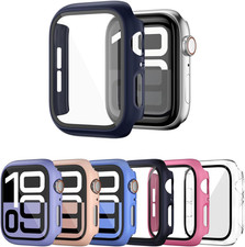6 Pack Hard PC Case Compatible with Tempered Glass Apple Watch Screen Protector