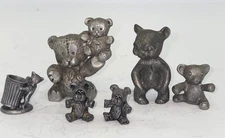 Pewter Bear Figures lot of 6 Spoontiques Cuteri and Unbranded