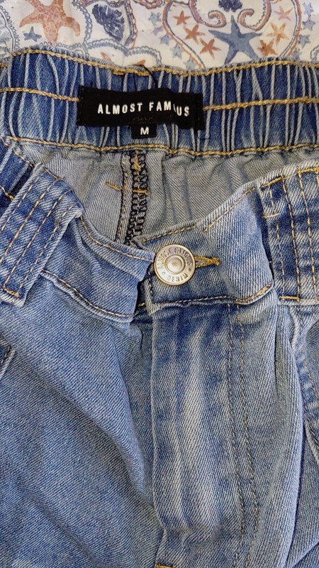 women's baggy denim cargo utility pantscomfortable, pull-on elastic waistband .