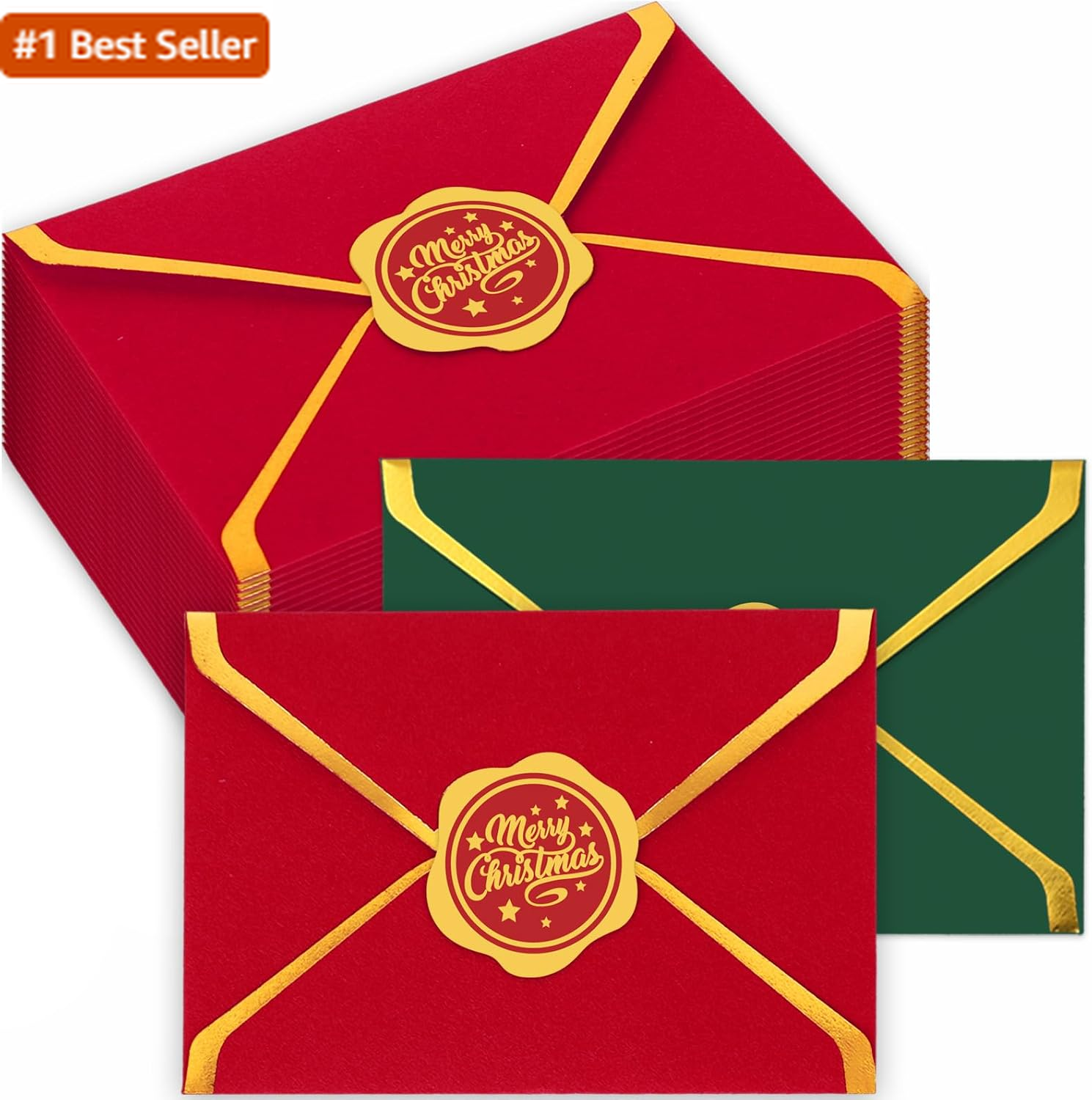 50Pcs Festive Mini Red & Green Christmas Card Envelopes Bulk for Greetings & Gifts