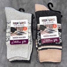 Muk Luks Cozy Up Your Life Crew Height Socks Womens OS 6-11 Gray 4 Pair Pack