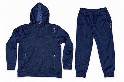 Reebok Speedwick Large Navy Hoodie & Jogger Set 2-Piece Tracksuit