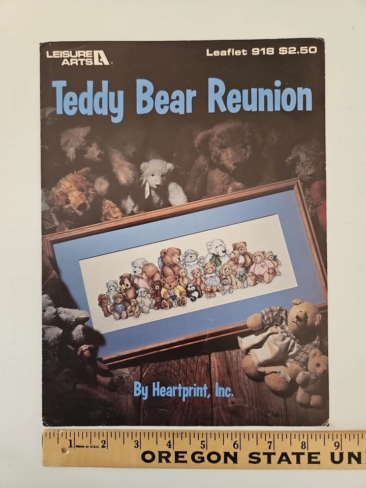 Leisure Arts TEDDY BEAR REUNION Counted Cross Stitch Leaflet 918 1990 FULL-COLOR - Image 4 of 4