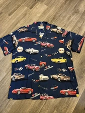 Vintage  Paradise Found Mens Hawaiian Shirt  Size 2XL Corvettes Made In Hawaii