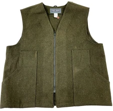 Stormy Kromer Vest Jacket Men Size 44 Olive Green 100% Virgin Wool Full Zip 8020