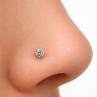 3 Mm Cz Nasenstecker 925 Sterling Silber Rund Edelstein 22 G (0,6 Mm) L Biegb...