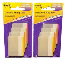 Lot Of 2 Post-it Durable File Tabs 3M - Assorted Colors 24 Index Tab Per Pack