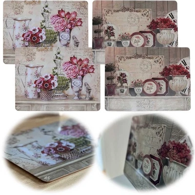 2x Kork Tischset Platzset Vintage Flower 40x30cm abwaschbar Rechteck Platzmatte - Bild 1 von 4