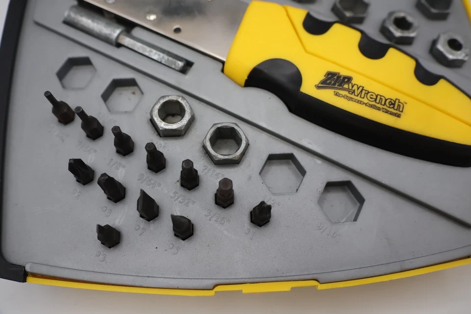 Zip Wrench Ratcheting Tool Set W/ Case & 25 Bits/Sockets "Squeeze Action Wrench" - Image 2 of 4