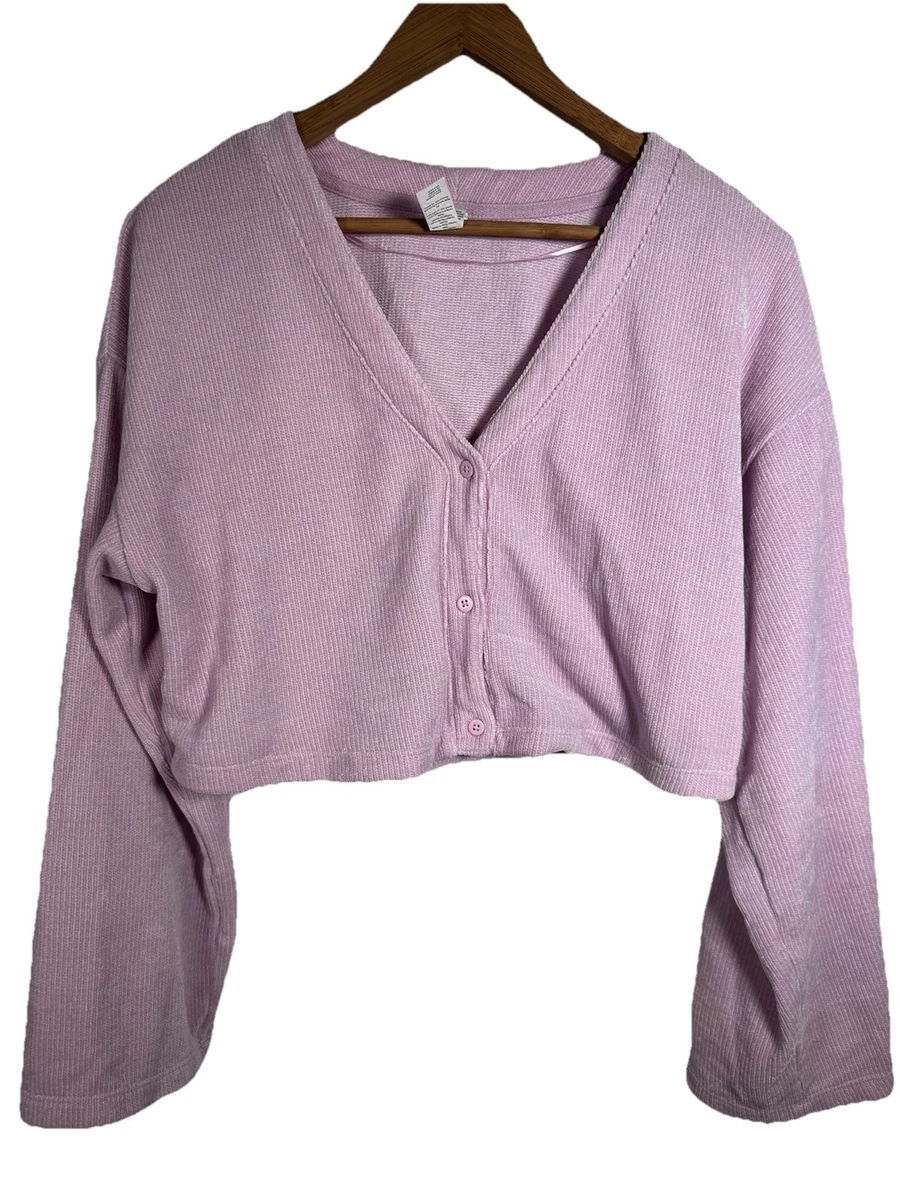 Alo Yoga Chenille Chalet Cardigan Size M Pink Sugarplum Cropped