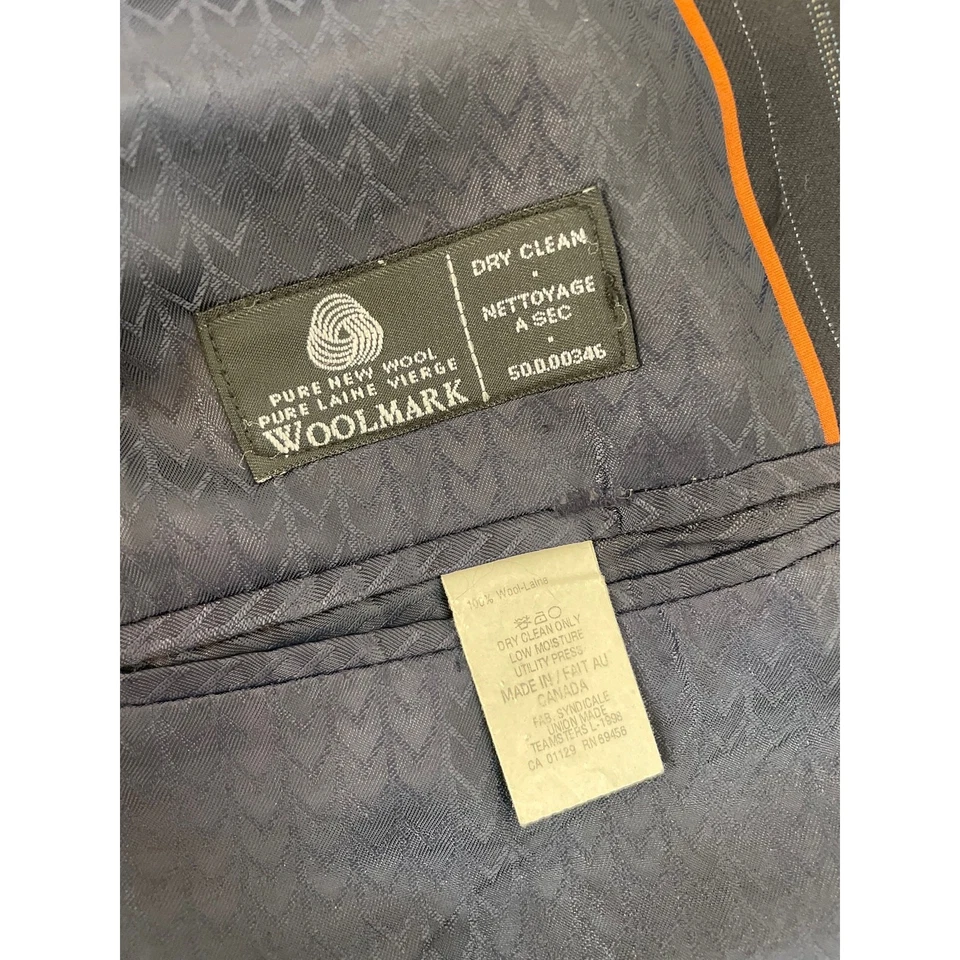 Traje Blazer Michael Kors Azul Marino Rayas Pura Nuevo Lana Mono Pecho 44L Foto 4 de 4