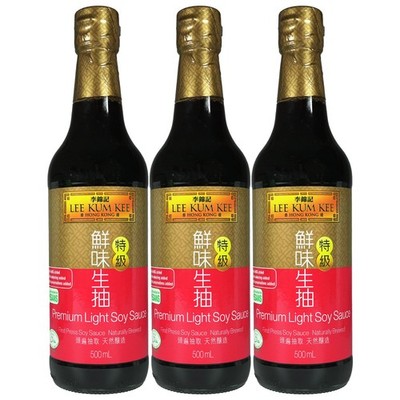 3x500ml Lee Kum Kee Sojasauce Premium hell Soja Sauce Sojasosse light Soy Sauce