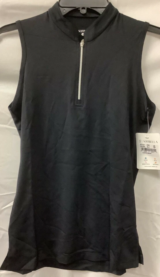 Sofibella рубашка без рукавов женщин размер маленький черный УФ-защита молнии Athletic - Изображение 2 из 4