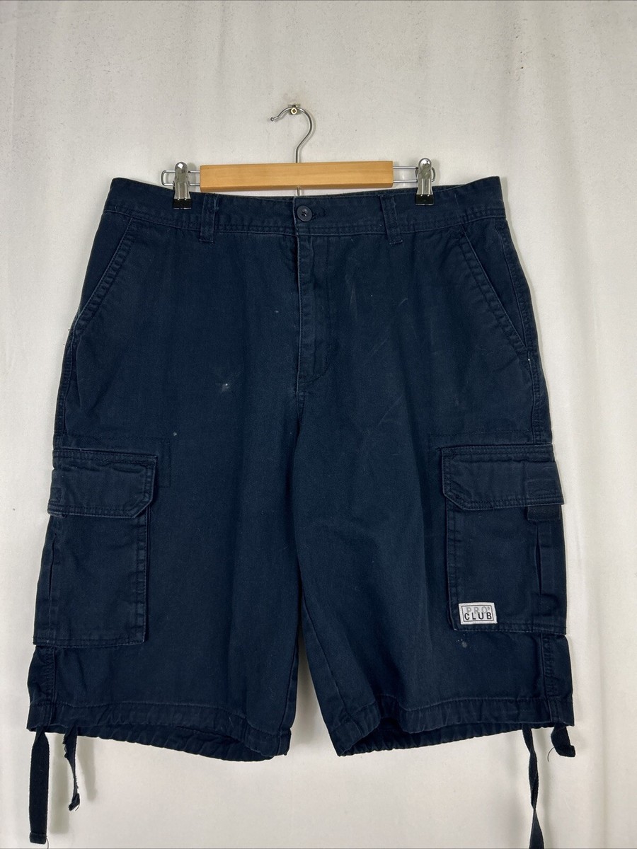 パンツ CLUBHAUS The Crew Shorts - Navy Pro Club Y2k Mens Size 36 Navy Baggy Outdoor Hip Hop Cargo Shorts