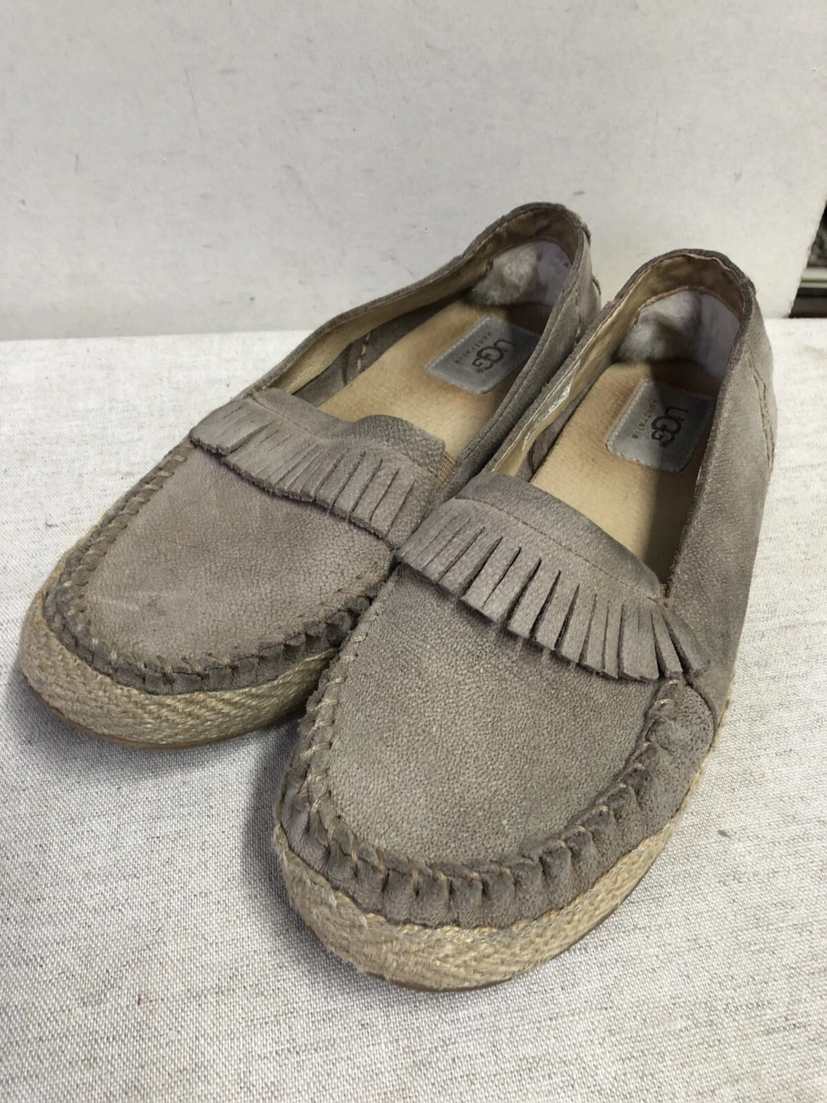 Mocassino mocassino UGG donna 7 5 FRINGE pelle scamosciata scarpe basse slip on