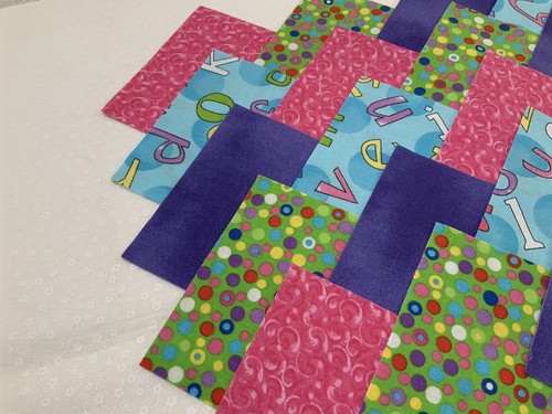 40 4” ABC Letter & Colorful Dots Fabric Baby Quilt Squares Quilting Precut Kit - Picture 5 of 6