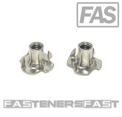 (25) Stainless Steel T-Nut 1/4-20 x 7/16 4 Prong 18-8 - Fast Free Shipping