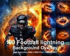 100 American Football Lightning Theme Digital Backdrop Overlay Studio Background