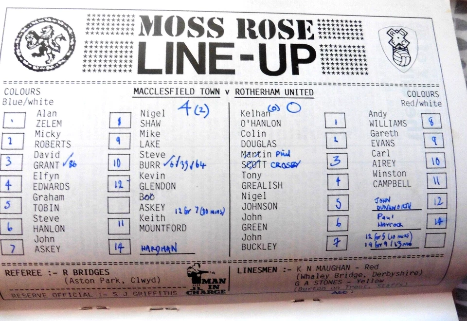 MACCLESFIELD TOWN V ROTHERHAM UNITED 6/12/1987 FA CUP - 1ST ROUND #EXC# - Image 2 of 2